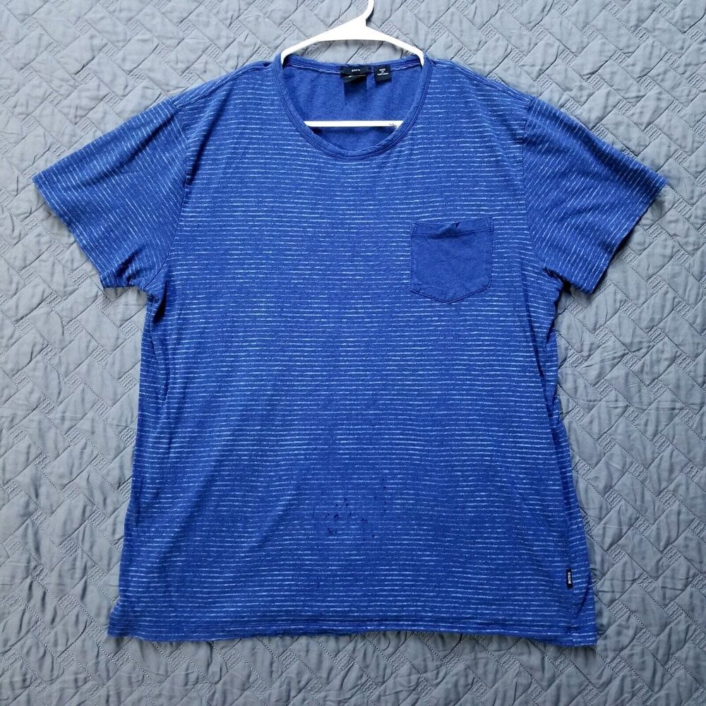 Hugo Boss T Shirt Mens XXL Blue Slim Fit Short Sleeve Pullover Dark Wash